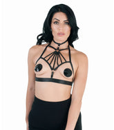 Love In Leather Intricate Harness Style Sexy Bralette - Default Title - Her Fetish